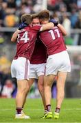 11 June 2017; Galway players Gary O’Donnell, Michael Lundy, left, and Paul Conroy, 11, celebrate victory after the Connacht GAA Football Senior Championship Semi-Final match between Galway and Mayo at Pearse Stadium, in Salthill, Galway. Photo by Ray McManus/Sportsfile