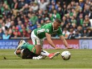 11 June 2017; Jonathan Walters of Republic of Ireland is tackled by Aleksandar Dragovic of Austria during the FIFA World Cup Qualifier Group D match between Republic of Ireland and Austria at Aviva Stadium, in Dublin. Photo by David Maher/Sportsfile