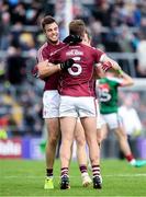 11 June 2017; Galway players Paul Conroy, left, Gary O’Donnell and  Michael Lundy, celebrate victory after the Connacht GAA Football Senior Championship Semi-Final match between Galway and Mayo at Pearse Stadium, in Salthill, Galway. Photo by Ray McManus/Sportsfile