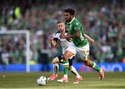11 June 2017; Cyrus Christie of Republic of Ireland in action against Florian Kainz of Austria during the FIFA World Cup Qualifier Group D match between Republic of Ireland and Austria at Aviva Stadium, in Dublin.  Photo by Seb Daly/Sportsfile