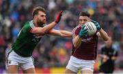 11 June 2017; Damien Comer of Galway in action against Aidan O'Shea of Mayo during the Connacht GAA Football Senior Championship Semi-Final match between Galway and Mayo at Pearse Stadium, in Salthill, Galway. Photo by Ray McManus/Sportsfile