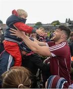 11 June 2017; Damien Comer of Galway celebrates with Rian Sheridan, aged 4, from Athenry, Co Galway after the Connacht GAA Football Senior Championship Semi-Final match between Galway and Mayo at Pearse Stadium, in Salthill, Galway. Photo by Daire Brennan/Sportsfile