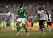 11 June 2017; Cyrus Christie of Republic of Ireland in action against Valentino Lazaro of Austria during the FIFA World Cup Qualifier Group D match between Republic of Ireland and Austria at Aviva Stadium, in Dublin.  Photo by Seb Daly/Sportsfile