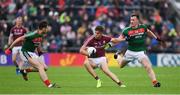 11 June 2017; Paul Conroy of Galway in action against Ger Cafferkey, left, and Cillian O'Connor of Mayo during the Connacht GAA Football Senior Championship Semi-Final match between Galway and Mayo at Pearse Stadium, in Salthill, Galway. Photo by Ray McManus/Sportsfile