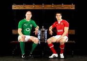 25 January 2012; In attendance at the launch of the RBS Six Nations Rugby Championship 2012 are captains Paul O'Connell, Ireland, and Sam Warburton, Wales. The Hurlingham Club, Ranelagh Gardens, London, England. Picture credit: Andrew Fosker / SPORTSFILE