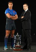 25 January 2012; In attendance at the launch of the RBS Six Nations Rugby Championship 2012 are France captain theirry Dusautoir, left, and France head coach Phillipe Saint-Andre. The Hurlingham Club, Ranelagh Gardens, London, England. Picture credit: Andrew Fosker / SPORTSFILE