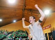 25 January 2012; Conor Gallagher, Glenties Comprehensive, celebrates at the end of the game. All-Ireland Schools Cup U16C Boys Final, Glenties Comprehensive, Donegal v Colaiste Pobail Setanta, Dublin, National Basketball Arena, Tallaght, Dublin. Picture credit: Pat Murphy / SPORTSFILE