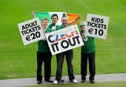 25 January 2012; The FAI have announced reduced ticket prices for the upcoming International Friendly against the Czech Republic on February 29th. Pictured at the announcement are, from left to right, Stephen Rynne, from Leixlip, Co. Kildare, Niall Keogh, from Rathfarnham, Co. Dublin, Alan Connolly, from Emyvale, Co. Monaghan, and Aiden Mullen, from Swords, Co. Dublin. Aviva Stadium, Lansdowne Road, Dublin. Picture credit: Matt Browne / SPORTSFILE