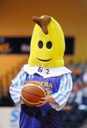 25 January 2012; Our Lady's Castleblayney mascot Gavin Brady, dressed as Bananas in Pyjamas, attempts a free throw during half time. All-Ireland Schools Cup U19B Girls Final, Our Lady's Castleblayney, Monaghan v St.Angela's Waterford, National Basketball Arena, Tallaght, Dublin. Picture credit: Pat Murphy / SPORTSFILE