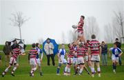25 January 2012; Niall Carmody, Wesley College, wins possession in a a lineout against St. Andrew’s School. Powerade Leinster Schools Vinnie Murray Cup, Semi-Final, Wesley College v St. Andrew’s School, Seapoint RFC, Killiney, Co. Dublin. Picture credit: Brian Lawless / SPORTSFILE