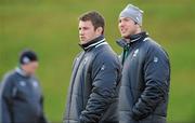 26 January 2012; Ireland's Sean O'Brien, left, and Stephen Ferris sit out squad training ahead of their RBS Six Nations Rugby Championship game against Wales on February 5th. Ireland Rugby Squad Training, University of Limerick, Limerick. Picture credit: Diarmuid Greene / SPORTSFILE