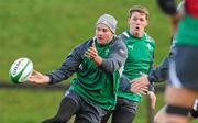 26 January 2012; Ireland's Fergus McFadden, supported by Craig Gilroy, in action during squad training ahead of their RBS Six Nations Rugby Championship game against Wales on February 5th. Ireland Rugby Squad Training, University of Limerick, Limerick. Picture credit: Diarmuid Greene / SPORTSFILE