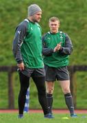 26 January 2012; Ireland's Keith Earls, right, and Fergus McFadden during squad training ahead of their RBS Six Nations Rugby Championship game against Wales on February 5th. Ireland Rugby Squad Training, University of Limerick, Limerick. Picture credit: Diarmuid Greene / SPORTSFILE