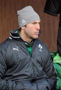 26 January 2012; Ireland's Stephen Ferris sits out squad training ahead of their RBS Six Nations Rugby Championship game against Wales on February 5th. Ireland Rugby Squad Training, University of Limerick, Limerick. Picture credit: Diarmuid Greene / SPORTSFILE