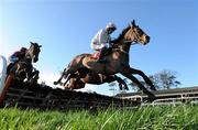 26 January 2012; Zaidpour, with Ruby Walsh up, jumps the first on their way to winning the John Mulhern Galmoy Hurdle. Gowran Park, Gowran, Co. Kilkenny. Picture credit: Matt Browne / SPORTSFILE