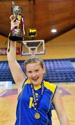 26 January 2012; Christ the King captain Hannah McCarthy lifts the cup. All-Ireland Schools Cup U16B Girls Final, Christ the King, Cork v Our Lady's Templemore, Tipperary, National Basketball Arena, Tallaght, Dublin. Picture credit: Brian Lawless / SPORTSFILE