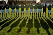 27 January 2012; The Republic of Ireland team line up before the start of the game. FAI Schools U18 Boys International Friendly, Republic of Ireland v Australia, Oscar Traynor Centre, Coolock, Dublin. Picture credit: David Maher / SPORTSFILE