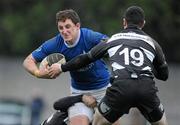 28 January 2012; Darren Hudson, St Mary's College, is tackled by David Mongan, Old Belvedere. Ulster Bank League, Division 1A, Old Belvedere v St Mary's College, Anglesea Road, Ballsbridge, Dublin. Picture credit: Brendan Moran / SPORTSFILE
