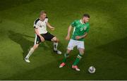 11 June 2017; Daryl Murphy of Republic of Ireland in action against Martin Hinteregger of Austria during the FIFA World Cup Qualifier Group D match between Republic of Ireland and Austria at Aviva Stadium, in Dublin.  Photo by Cody Glenn/Sportsfile