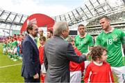 11 June 2017;  High Commissioner for Human Rights Zeid Ra’ad Al Hussein and Austrian Football Association president Friedrich Stickler shake hands with Republic of Ireland players ahead of the FIFA World Cup Qualifier Group D match between Republic of Ireland and Austria at Aviva Stadium, in Dublin. Photo by David Maher/Sportsfile