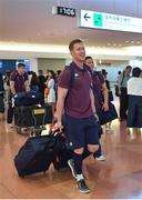 12 June 2017; Rory O'Loughlin of Ireland on arrival into Haneda Airport in Tokyo, Japan, ahead of their 2 test matches against Japan. Photo by Brendan Moran/Sportsfile