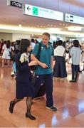 12 June 2017; Ireland head coach Joe Schmidt on arrival into Haneda Airport in Tokyo, Japan, ahead of their 2 test matches against Japan. Photo by Brendan Moran/Sportsfile