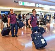 12 June 2017; Kieron Marmion of Ireland, right, and Andrew Porter, on arrival into Haneda Airport in Tokyo, Japan, ahead of their 2 test matches against Japan. Photo by Brendan Moran/Sportsfile