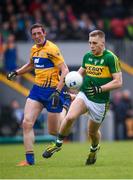 11 June 2017; Peter Crowley of Kerry in action against Cathal O'Connor of Clare during the Munster GAA Football Senior Championship Semi-Final match between Kerry and Clare at Cusack Park, in Ennis, Co. Clare. Photo by Sam Barnes/Sportsfile