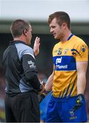 11 June 2017; Ciarán Russell of Clare remonstrates with referee Pádraig Hughes during the Munster GAA Football Senior Championship Semi-Final match between Kerry and Clare at Cusack Park, in Ennis, Co. Clare. Photo by Sam Barnes/Sportsfile