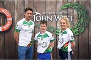 12 June 2017; Ruairi Canavan from Errigal Ciaran GAC, Co Tyrone, pictured with Donegal's Rory Kavanagh and Monaghan’s Eimear McAnespie after participating in the boys football competition at the John West Skills Day in the National Sports Campus on Saturday 10th June. The Skills Day is an opportunity for Ireland’s rising football, hurling & camogie stars to show their skills ahead of the John West Féile na nÓg and John West Féile na nGael competitions. At Abbottstown in Dublin. Photo by Cody Glenn/Sportsfile