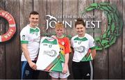 12 June 2017; Eric English from Ballinkillen Hurling Club, Co Carlow, pictured with Dublin’s Liam Rushe and Carlow's Kate Nolan after participating in the boys hurling competition at the John West Skills Day in the National Sports Campus on Saturday 10th June. The Skills Day is an opportunity for Ireland’s rising football, hurling & camogie stars to show their skills ahead of the John West Féile na nÓg and John West Féile na nGael competitions. At Abbottstown in Dublin.  Photo by Cody Glenn/Sportsfile
