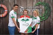 12 June 2017; Kiah Farrelly from Edenderry GAA Club, Co Offaly, pictured with Donegal's Rory Kavanagh and Monaghan’s Eimear McAnespie after participating in the girls football competition at the John West Skills Day in the National Sports Campus on Saturday 10th June. The Skills Day is an opportunity for Ireland’s rising football, hurling & camogie stars to show their skills ahead of the John West Féile na nÓg and John West Féile na nGael competitions. At Abbottstown in Dublin. Photo by Cody Glenn/Sportsfile