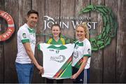 12 June 2017; Anna Wogan from Seneschalstown GAA Club, Co Meath, pictured with Donegal's Rory Kavanagh and Monaghan’s Eimear McAnespie after participating in the girls football competition at the John West Skills Day in the National Sports Campus on Saturday 10th June. The Skills Day is an opportunity for Ireland’s rising football, hurling & camogie stars to show their skills ahead of the John West Féile na nÓg and John West Féile na nGael competitions. At Abbottstown in Dublin. Photo by Cody Glenn/Sportsfile