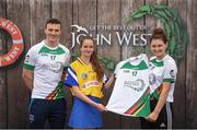 12 June 2017; Anna Campbell from St Dominics GAA Club, Co Roscommon, pictured with Dublin’s Liam Rushe and Carlow's Kate Nolan after participating in the camogie competition at the John West Skills Day in the National Sports Campus on Saturday 10th June. The Skills Day is an opportunity for Ireland’s rising football, hurling & camogie stars to show their skills ahead of the John West Féile na nÓg and John West Féile na nGael competitions. At Abbottstown in Dublin.  Photo by Cody Glenn/Sportsfile