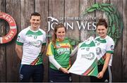 12 June 2017; Anna Murphy from St Mullins GAA Club, Co Carlow, pictured with Dublin’s Liam Rushe and Carlow's Kate Nolan after participating in the camogie competition at the John West Skills Day in the National Sports Campus on Saturday 10th June. The Skills Day is an opportunity for Ireland’s rising football, hurling & camogie stars to show their skills ahead of the John West Féile na nÓg and John West Féile na nGael competitions. At Abbottstown in Dublin.  Photo by Cody Glenn/Sportsfile