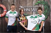 12 June 2017; Rosin Casey from St Brigids Camogie Club, Co Kilkenny, pictured with Dublin’s Liam Rushe and Carlow's Kate Nolan after participating in the camogie competition at the John West Skills Day in the National Sports Campus on Saturday 10th June. The Skills Day is an opportunity for Ireland’s rising football, hurling & camogie stars to show their skills ahead of the John West Féile na nÓg and John West Féile na nGael competitions. At Abbottstown in Dublin.  Photo by Cody Glenn/Sportsfile