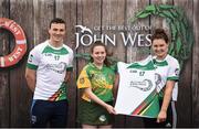 12 June 2017; Lily Doherty from Four Masters GAA Club, Co Donegal, pictured with Dublin’s Liam Rushe and Carlow's Kate Nolan after participating in the camogie competition at the John West Skills Day in the National Sports Campus on Saturday 10th June. The Skills Day is an opportunity for Ireland’s rising football, hurling & camogie stars to show their skills ahead of the John West Féile na nÓg and John West Féile na nGael competitions. At Abbottstown in Dublin.  Photo by Cody Glenn/Sportsfile