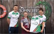 12 June 2017; Ellen Shaw from Raharney GAA Club, Co Westmeath, pictured with Dublin’s Liam Rushe and Carlow's Kate Nolan after participating in the camogie competition at the John West Skills Day in the National Sports Campus on Saturday 10th June. The Skills Day is an opportunity for Ireland’s rising football, hurling & camogie stars to show their skills ahead of the John West Féile na nÓg and John West Féile na nGael competitions. At Abbottstown in Dublin.  Photo by Cody Glenn/Sportsfile