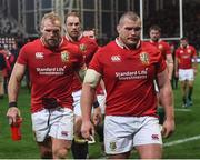 13 June 2017; James Haskell, left, and Jack McGrath of the British & Irish Lions following the match between the Highlanders and the British & Irish Lions at Forsyth Barr Stadium in Dunedin, New Zealand. Photo by Stephen McCarthy/Sportsfile