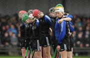 25 January 2012; Eddie Hynes, Nenagh CBS, alongside team-mates during a minute silence before the game. Dr Harty Cup, Quarter-Final Replay, Nenagh CBS v Thurles CBS, The Ragg GAA Grounds, Thurles, Co. Tipperary. Picture credit: Diarmuid Greene / SPORTSFILE