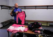 28 January 2012; Tipperary kitman John 'Hotpoint' Hayes lays out the jerseys before the start of the game. Charity match in aid of Breast Cancer Ireland, Tipperary v Munster XV, McDonagh Park, Nenagh, Co. Tipperary. Picture credit: Matt Browne / SPORTSFILE