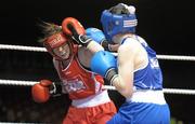 28 January 2012; Michelle Lynch, Golden Gloves, right, exchanges punches with Michelle Chamber, Castlebar, during their 54 kg bout. 2012 National Elite Boxing Championship Semi-Finals, National Stadium, Dublin. Photo by Sportsfile