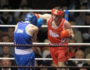 28 January 2012; Stephen Coughlan, right, Bray, exchanges punches with Martin Wall, Crumlin, during their 64 kg bout. 2012 National Elite Boxing Championship Semi-Finals, National Stadium, Dublin. Photo by Sportsfile