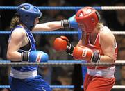 28 January 2012; Claire Grace, Callan, left, exchanges punches with Patricia Roddy, Bray, during their 60 kg bout. 2012 National Elite Boxing Championship Semi-Finals, National Stadium, Dublin. Photo by Sportsfile