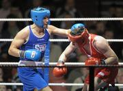 28 January 2012; Ken Egan, Neilstown, left, exchanges punches with Eamon Walsh, St Annes, during their 81 kg bout. 2012 National Elite Boxing Championship Semi-Finals, National Stadium, Dublin. Photo by Sportsfile