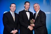 28 January 2012; Uachtarán CLG Criostóir Ó Cuana presents Colm Forde, from London, with his Nicky Rackard award, alongside Alan Smullen, General Manager, Croke Park Hotel. The Christy Ring, Nicky Rackard & Lory Meagher Champion 15 Awards 2011, Croke Park, Dublin. Picture credit: Barry Cregg / SPORTSFILE