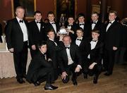27 January 2012; In attendance at the GUI Champions' Dinner 2012 are members of the Carton House Golf Club team that won the Fred Daly Trophy, back row, from left, Ciaran Dunne, Sean Walsh, Sean O'Connor, Mark Boucher, Conor Gorevan, Paul Mullarkey and Brendan Boucher, front row, from left, Conor Glynn, Adam Tolbet, Pat Russell, club captain, Darragh Flynn and Harry Coyne. GUI Champions' Dinner 2012, Carton House, Maynooth, Co. Kildare. Picture credit: Matt Browne / SPORTSFILE