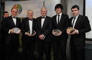 27 January 2012; In attendance at the GUI Champions' Dinner 2012 are, from left, Nigel Edwards, Walker Cup captain, Michael Burns, R&A Selector, Eugene Fayne, President GUI, with Walker Cup players Alan Dunbar and Paul Cutler. GUI Champions' Dinner 2012, Carton House, Maynooth, Co. Kildare. Picture credit: Matt Browne / SPORTSFILE