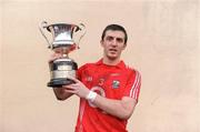29 January 2012; Cork captain Ray Carey with the McGrath Cup. McGrath Cup Football Final, Tipperary v Cork, Clonmel Sportsfield, Clonmel, Co. Tipperary. Picture credit: Stephen McCarthy / SPORTSFILE