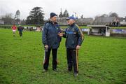29 January 2012; Cork manager Conor Counihan, left, in conversation with Tipperary manager John Evans after the game. McGrath Cup Football Final, Tipperary v Cork, Clonmel Sportsfield, Clonmel, Co. Tipperary. Picture credit: Stephen McCarthy / SPORTSFILE